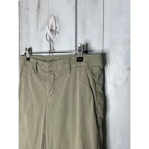 WOMENS FRANK & EILEEN WICKLOW CHINO CROPPED RAW EDGE TWILL PANTS LIGHT GREEN 2